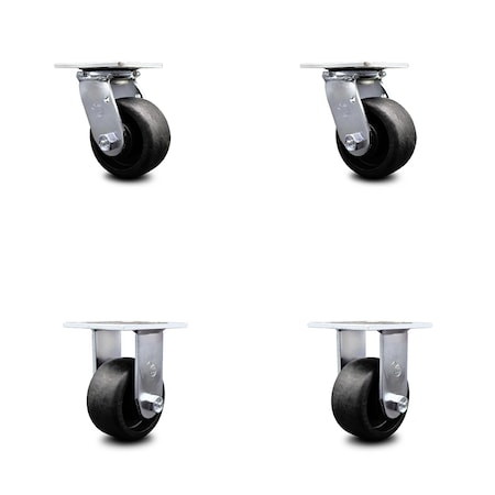 Service Caster 4 Inch Glass Filled Nylon Caster Set with Ball Bearings 2 Swivel 2 Rigid SCC SCC-30CS420-GFNB-2-R-2